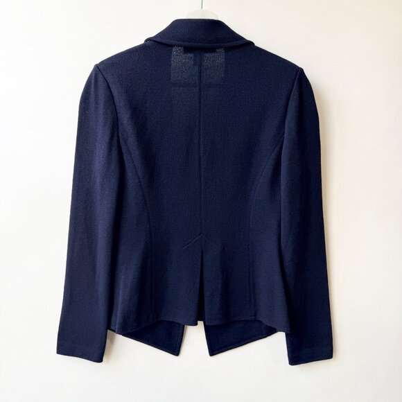 St. John Navy Blue Knit Blazer Jacket Women’s Size 4 D47 - Picture 2 of 7